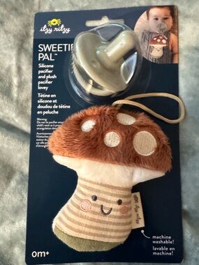 Mushroom Pacifier Clip - Brown Plush